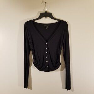 Forever 21 Long Sleeve Button Down Crop Top